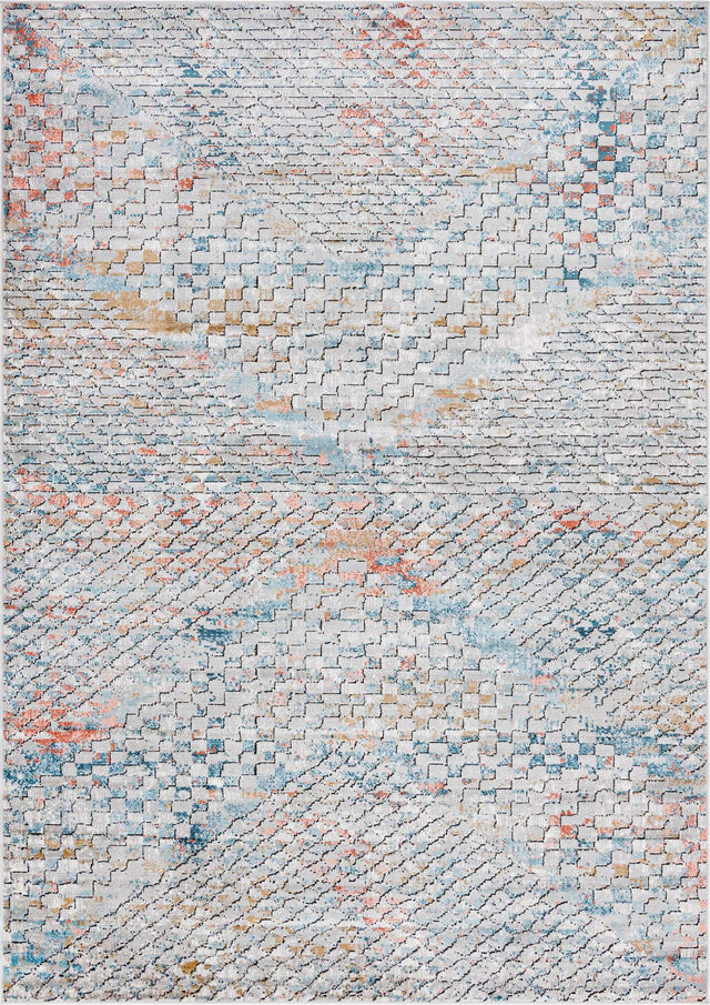 Multicolor 7' 1 x 10' Leipzig Rectangle Area Rug 75% Polypropylene & 25% Polyester Modern Contemporary Carpet for Kitchens, Bedroom, Living Room Home Decor for Sale at Rug Engine