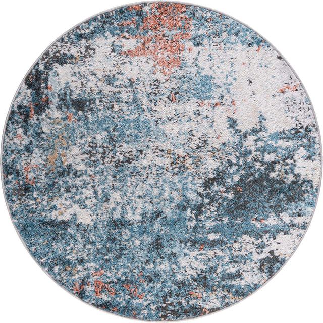 Multicolor 3' 3 x 3' 3 Leipzig Round Area Rug 75% Polypropylene & 25% Polyester Modern Contemporary Carpet for Kitchens, Bedroom, Living Room Home Decor for Sale at Rug Engine