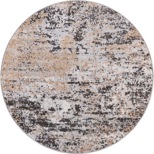 Beige 3' 3 x 3' 3 Leipzig Round Area Rug 75% Polypropylene & 25% Polyester Modern Contemporary Carpet for Kitchens, Bedroom, Living Room Home Decor for Sale at Rug Engine