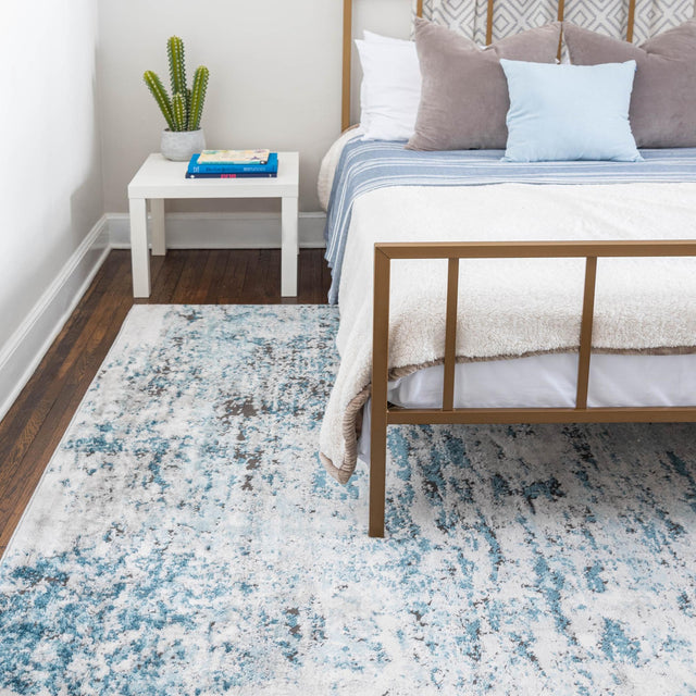 Blue 7' 1 x 10' Leipzig Rectangle Area Rug 75% Polypropylene & 25% Polyester Modern Contemporary Carpet for Kitchens, Bedroom, Living Room Home Decor for Sale at Rug Engine