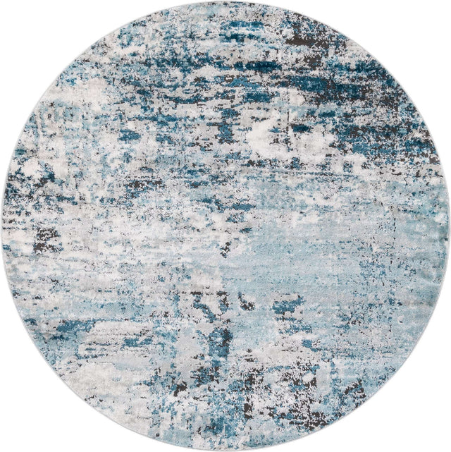 Blue 6' 1 x 6' 1 Leipzig Round Area Rug 75% Polypropylene & 25% Polyester Modern Contemporary Carpet for Kitchens, Bedroom, Living Room Home Decor for Sale at Rug Engine