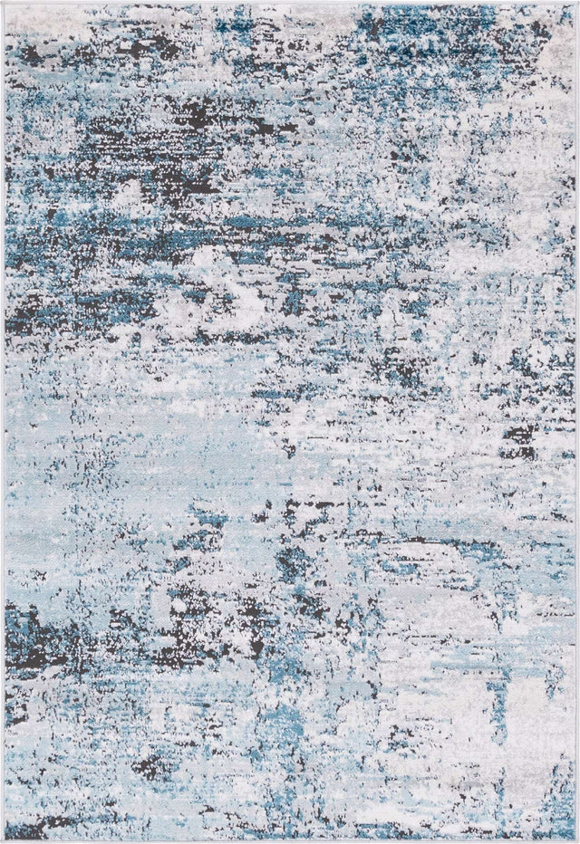 Blue 4' x 6' Leipzig Rectangle Area Rug 75% Polypropylene & 25% Polyester Modern Contemporary Carpet for Kitchens, Bedroom, Living Room Home Decor for Sale at Rug Engine