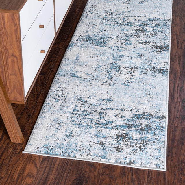 Blue 2' 7 x 13' Leipzig Runner Area Rug 75% Polypropylene & 25% Polyester Modern Contemporary Carpet for Kitchens, Bedroom, Living Room Home Decor for Sale at Rug Engine