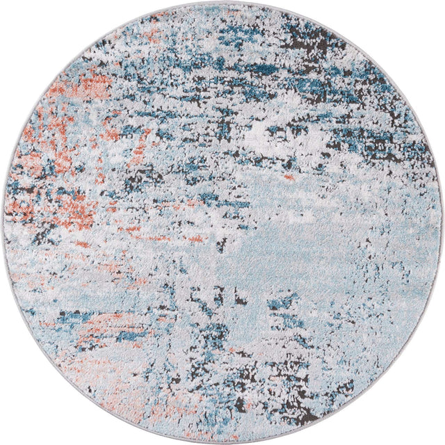 Multicolor 3' 3 x 3' 3 Leipzig Round Area Rug 75% Polypropylene & 25% Polyester Modern Contemporary Carpet for Kitchens, Bedroom, Living Room Home Decor for Sale at Rug Engine