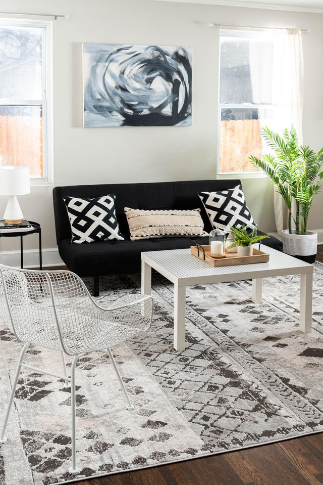 Gray 7' 1 x 10' Leipzig Rectangle Area Rug 75% Polypropylene & 25% Polyester Modern Contemporary Carpet for Kitchens, Bedroom, Living Room Home Decor for Sale at Rug Engine