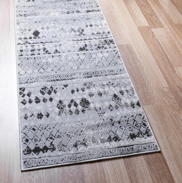 Gray 2' 2 x 6' 1 Leipzig Runner Area Rug 75% Polypropylene & 25% Polyester Modern Contemporary Carpet for Kitchens, Bedroom, Living Room Home Decor for Sale at Rug Engine
