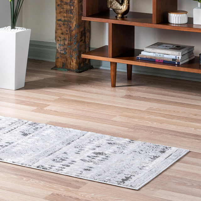 Gray 2' 2 x 6' 1 Leipzig Runner Area Rug 75% Polypropylene & 25% Polyester Modern Contemporary Carpet for Kitchens, Bedroom, Living Room Home Decor for Sale at Rug Engine