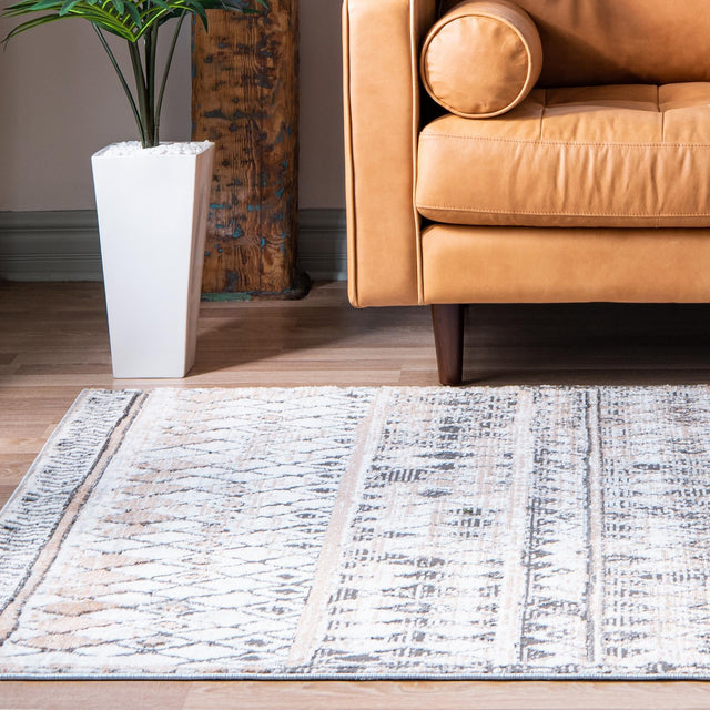 Beige 8' x 11' Leipzig Rectangle Area Rug 75% Polypropylene & 25% Polyester Modern Contemporary Carpet for Kitchens, Bedroom, Living Room Home Decor for Sale at Rug Engine