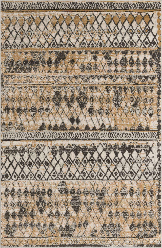 Beige 5' 1 x 8' Leipzig Rectangle Area Rug 75% Polypropylene & 25% Polyester Modern Contemporary Carpet for Kitchens, Bedroom, Living Room Home Decor for Sale at Rug Engine