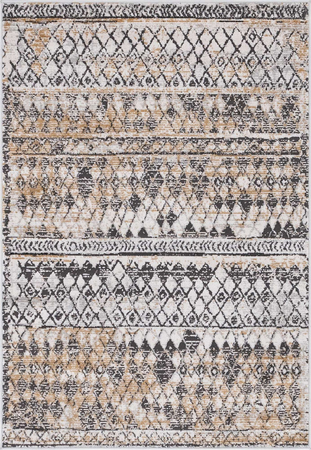 Beige 4' 1 x 6' 1 Leipzig Rectangle Area Rug 75% Polypropylene & 25% Polyester Modern Contemporary Carpet for Kitchens, Bedroom, Living Room Home Decor for Sale at Rug Engine