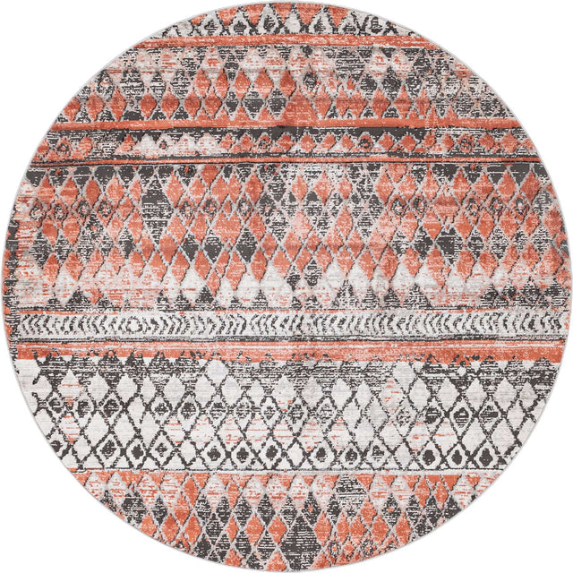 Salmon 7' 1 x 7' 1 Leipzig Round Area Rug 75% Polypropylene & 25% Polyester Modern Contemporary Carpet for Kitchens, Bedroom, Living Room Home Decor for Sale at Rug Engine