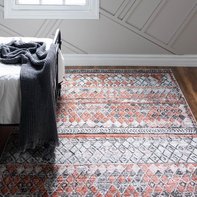 Salmon 7' 1 x 10' Leipzig Rectangle Area Rug 75% Polypropylene & 25% Polyester Modern Contemporary Carpet for Kitchens, Bedroom, Living Room Home Decor for Sale at Rug Engine