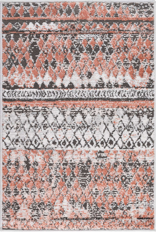Salmon 2' 2 x 3' 1 Leipzig Rectangle Area Rug 75% Polypropylene & 25% Polyester Modern Contemporary Carpet for Kitchens, Bedroom, Living Room Home Decor for Sale at Rug Engine