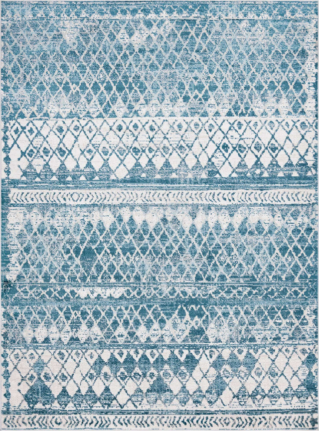 Blue 8' x 11' Leipzig Rectangle Area Rug 75% Polypropylene & 25% Polyester Modern Contemporary Carpet for Kitchens, Bedroom, Living Room Home Decor for Sale at Rug Engine