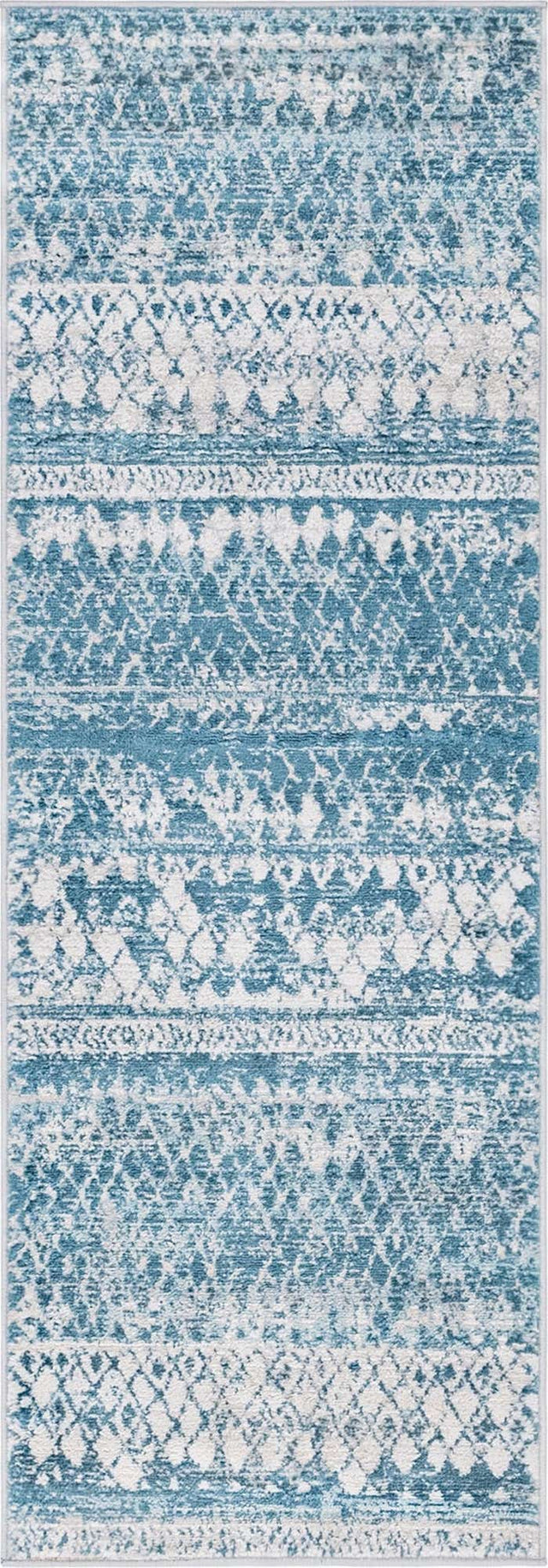 Blue 2' 2 x 6' 1 Leipzig Runner Area Rug 75% Polypropylene & 25% Polyester Modern Contemporary Carpet for Kitchens, Bedroom, Living Room Home Decor for Sale at Rug Engine