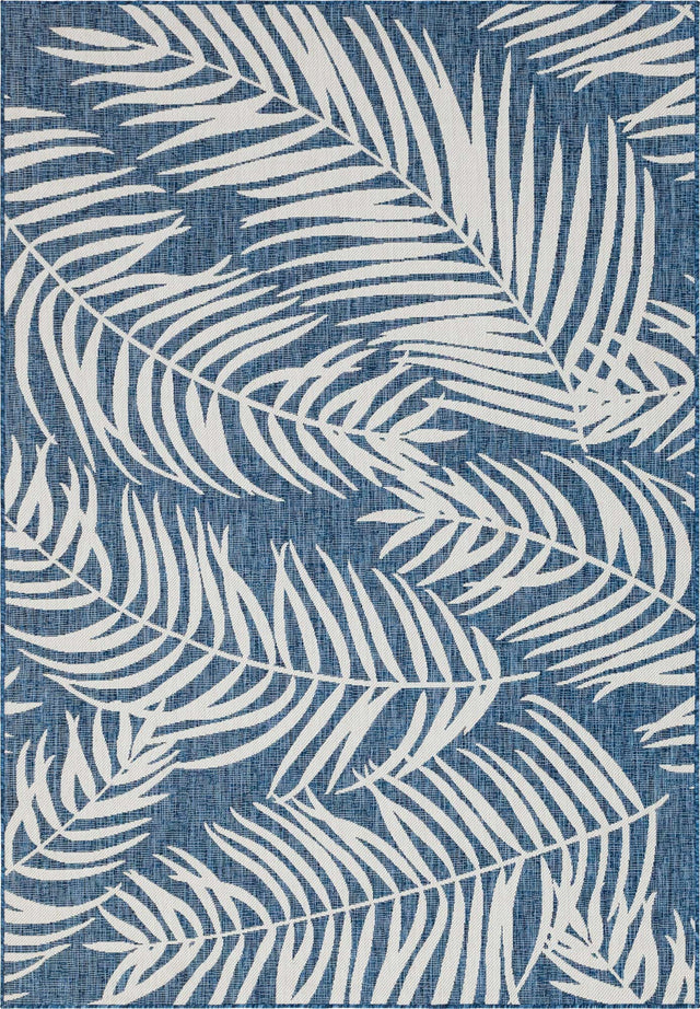 Blue 7' 1 x 10' Outdoor Botanical Rectangle Area Rug Weather Resistant for Patio, Deck, Terrace, Balcony, Porch Polypropylene Garden Floral Tropical Carpet for Sale at Rug Engine