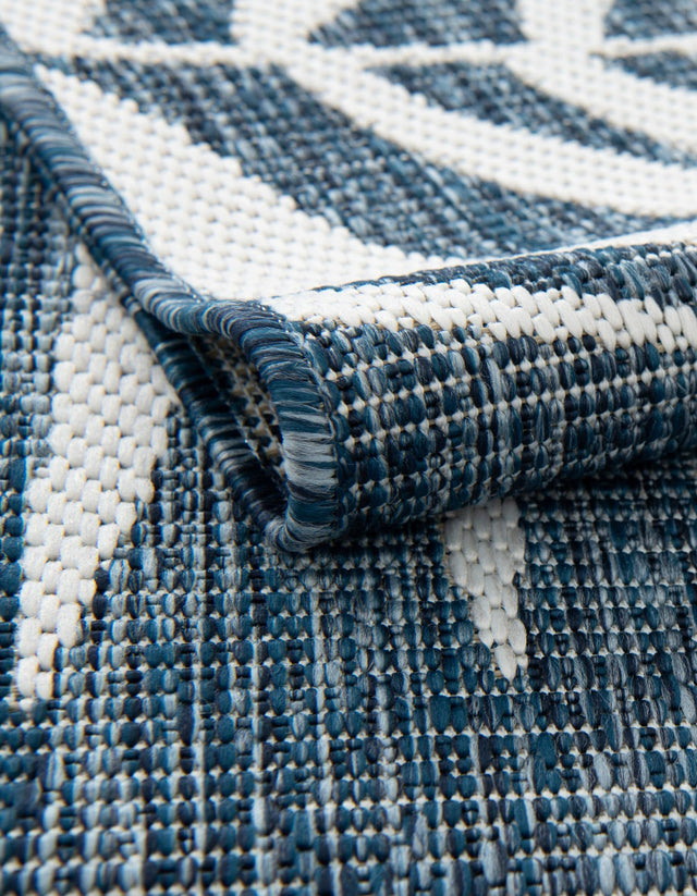 Blue 5' 3 x 7' 1 Outdoor Botanical Rectangle Area Rug Weather Resistant for Patio, Deck, Terrace, Balcony, Porch Polypropylene Garden Floral Tropical Carpet for Sale at Rug Engine