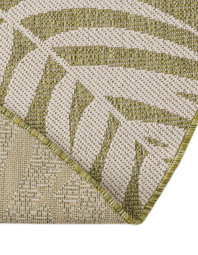 Green 13' 1 x 13' 1 Outdoor Botanical Round Area Rug Weather Resistant for Patio, Deck, Terrace, Balcony, Porch Polypropylene Garden Floral Tropical Carpet for Sale at Rug Engine