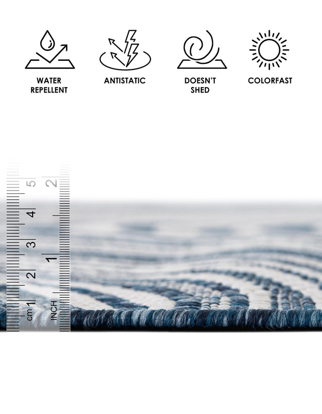 Blue 6' 1 x 9' Outdoor Modern Rectangle Area Rug Weather Resistant for Patio, Deck, Terrace, Balcony, Porch 100% Polypropylene Modern Outside Carpet for Sale at Rug Engine