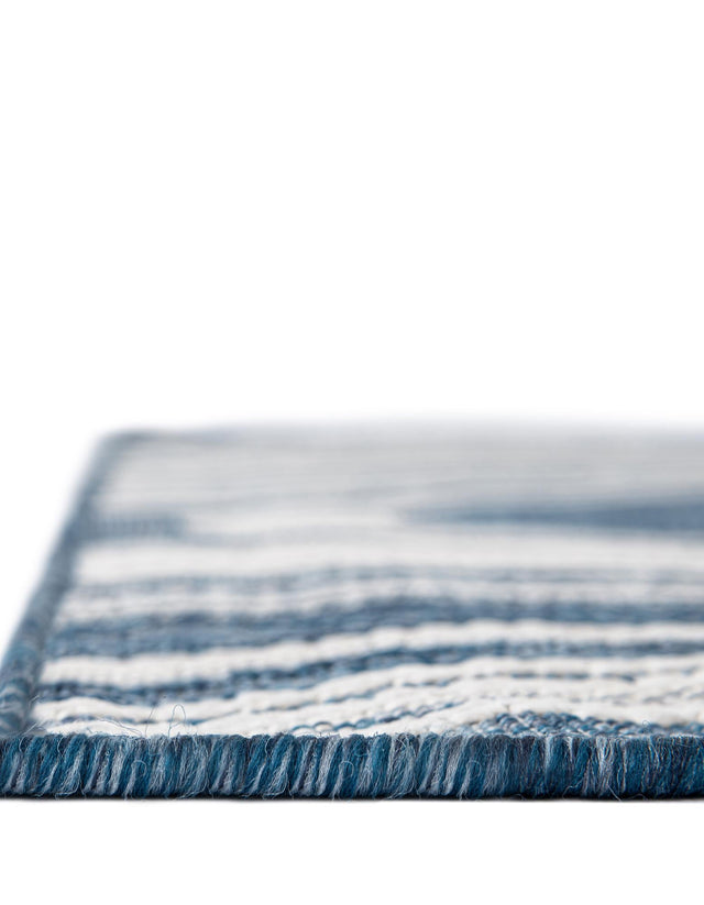 Blue 9' x 12' Outdoor Modern Rectangle Area Rug Weather Resistant for Patio, Deck, Terrace, Balcony, Porch 100% Polypropylene Modern Outside Carpet for Sale at Rug Engine