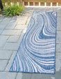 Blue 2' x 6' 1 Outdoor Modern Runner Area Rug Weather Resistant for Patio, Deck, Terrace, Balcony, Porch