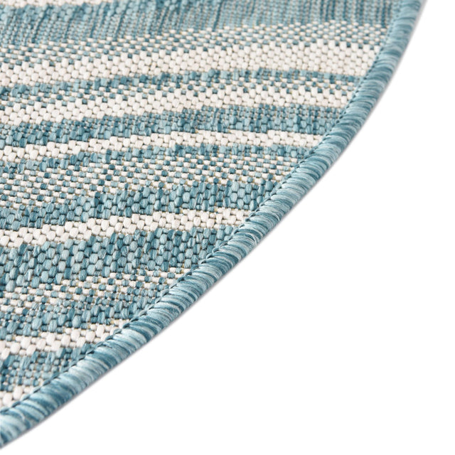 Light Aqua 4' 1 x 4' 1 Outdoor Modern Round Area Rug Weather Resistant for Patio, Deck, Terrace, Balcony, Porch 100% Polypropylene Modern Outside Carpet for Sale at Rug Engine