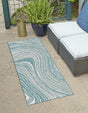 Light Aqua 2' x 6' 1 Outdoor Modern Runner Area Rug Weather Resistant for Patio, Deck, Terrace, Balcony, Porch