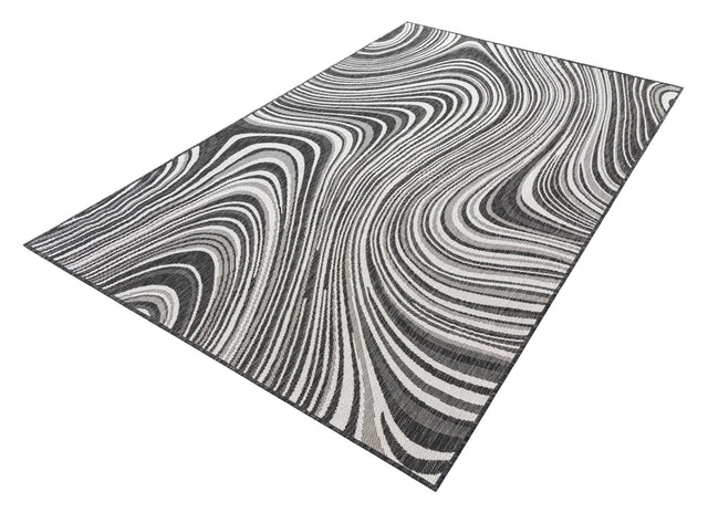 Charcoal 5' 3 x 8' Outdoor Modern Rectangle Area Rug Weather Resistant for Patio, Deck, Terrace, Balcony, Porch 100% Polypropylene Modern Outside Carpet for Sale at Rug Engine