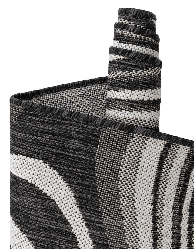 Charcoal 5' 3 x 8' Outdoor Modern Rectangle Area Rug Weather Resistant for Patio, Deck, Terrace, Balcony, Porch 100% Polypropylene Modern Outside Carpet for Sale at Rug Engine