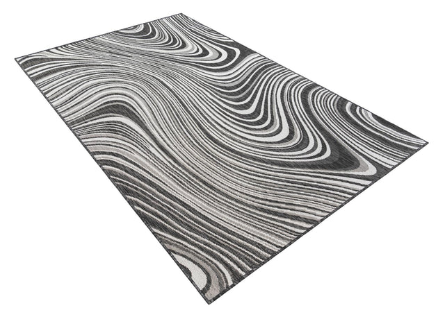 Charcoal 5' 3 x 8' Outdoor Modern Rectangle Area Rug Weather Resistant for Patio, Deck, Terrace, Balcony, Porch 100% Polypropylene Modern Outside Carpet for Sale at Rug Engine