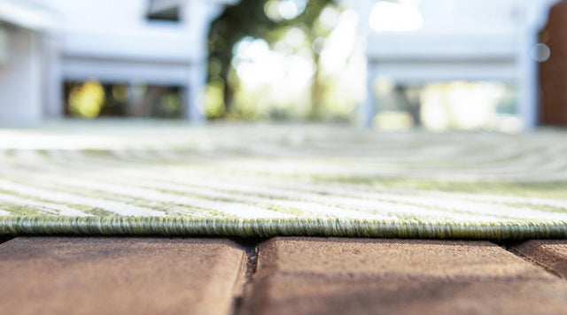 Green 2' x 6' 1 Outdoor Modern Runner Area Rug Weather Resistant for Patio, Deck, Terrace, Balcony, Porch 100% Polypropylene Modern Outside Carpet for Sale at Rug Engine