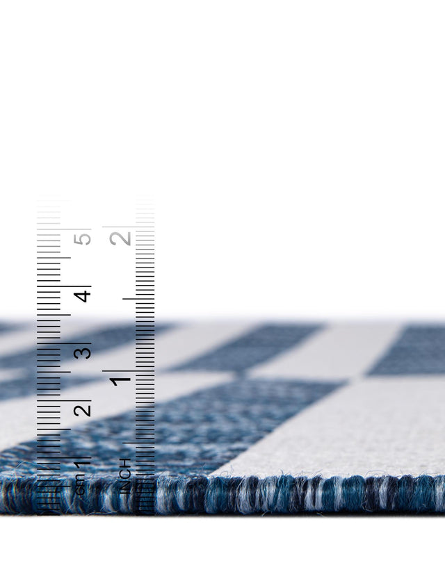Blue 5' 3 x 7' 1 Outdoor Striped Rectangle Area Rug Weather Resistant for Patio, Deck, Terrace, Balcony, Porch Geometric Pattern Waterproof Carpet for Sale at Rug Engine