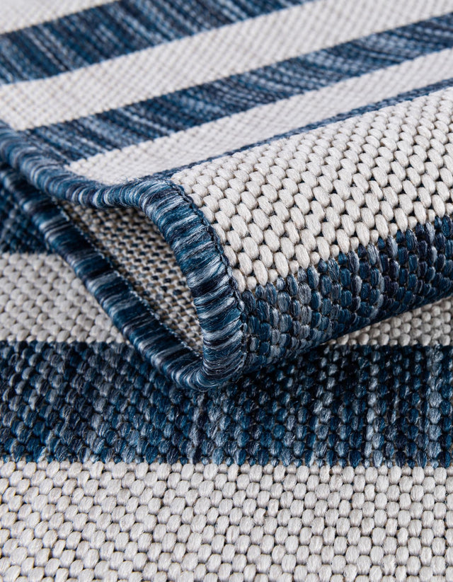 Blue 5' 3 x 7' 1 Outdoor Striped Rectangle Area Rug Weather Resistant for Patio, Deck, Terrace, Balcony, Porch Geometric Pattern Waterproof Carpet for Sale at Rug Engine