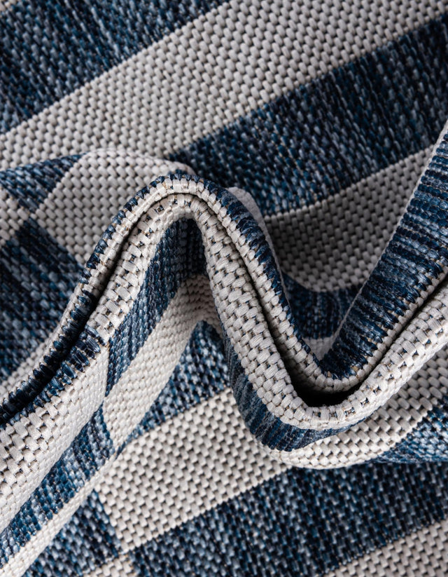 Blue 5' 3 x 7' 1 Outdoor Striped Rectangle Area Rug Weather Resistant for Patio, Deck, Terrace, Balcony, Porch Geometric Pattern Waterproof Carpet for Sale at Rug Engine
