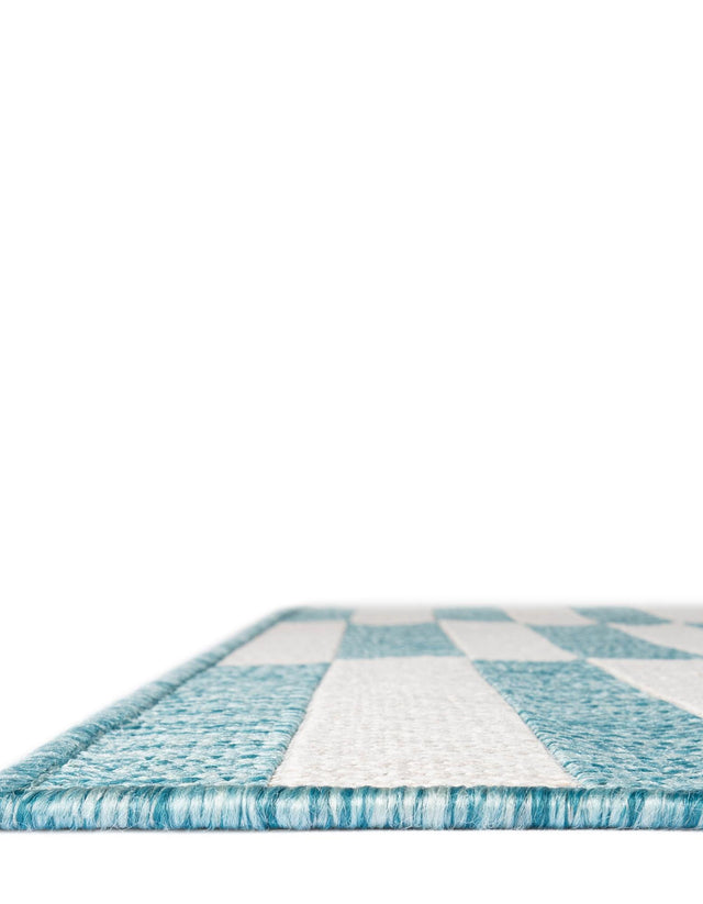 Light Aqua 5' 3 x 8' Outdoor Striped Rectangle Area Rug Weather Resistant for Patio, Deck, Terrace, Balcony, Porch Geometric Pattern Waterproof Carpet for Sale at Rug Engine