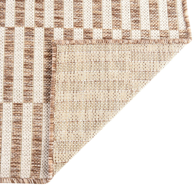 Taupe 5' 3 x 7' 1 Outdoor Striped Rectangle Area Rug Weather Resistant for Patio, Deck, Terrace, Balcony, Porch Geometric Pattern Waterproof Carpet for Sale at Rug Engine