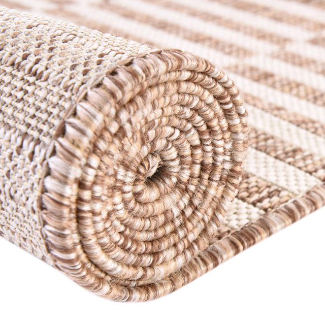 Taupe 5' 3 x 7' 1 Outdoor Striped Rectangle Area Rug Weather Resistant for Patio, Deck, Terrace, Balcony, Porch Geometric Pattern Waterproof Carpet for Sale at Rug Engine