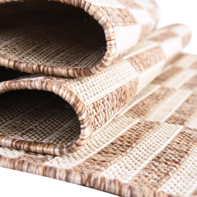 Taupe 5' 3 x 7' 1 Outdoor Striped Rectangle Area Rug Weather Resistant for Patio, Deck, Terrace, Balcony, Porch Geometric Pattern Waterproof Carpet for Sale at Rug Engine