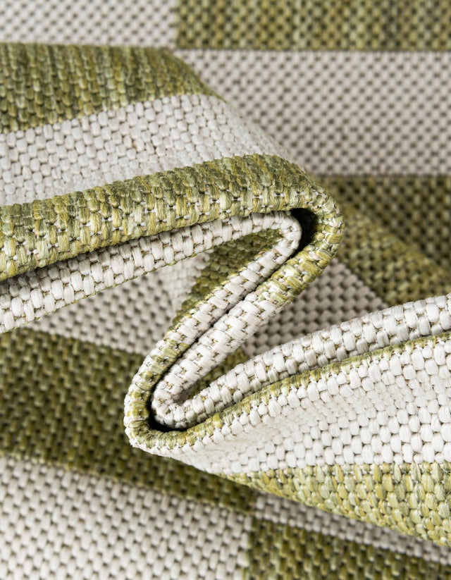 Green 2' x 6' 1 Outdoor Striped Runner Area Rug Weather Resistant for Patio, Deck, Terrace, Balcony, Porch Geometric Pattern Waterproof Carpet for Sale at Rug Engine