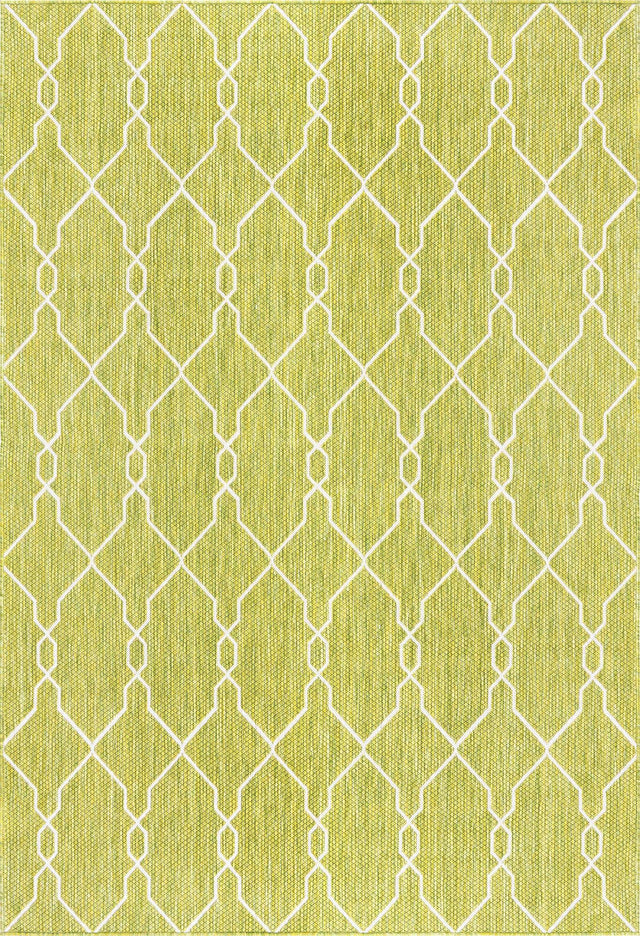 Green 6' 1 x 9' Outdoor Trellis Rectangle Area Rug Weather Resistant for Patio, Deck, Terrace, Balcony, Porch Geometric Design Water Safe Outside Carpet for Sale at Rug Engine