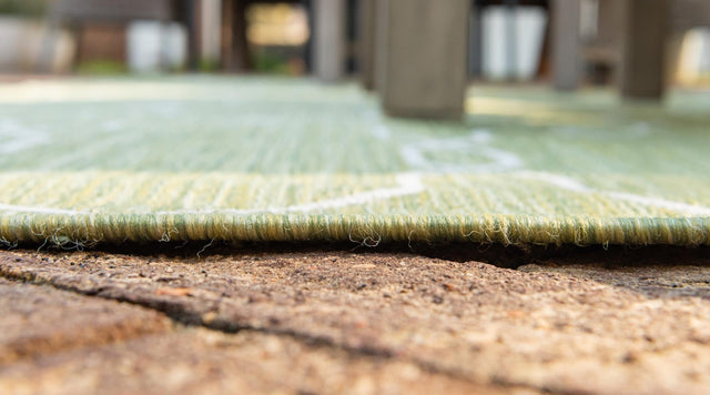 Green 5' 3 x 8' Outdoor Trellis Rectangle Area Rug Weather Resistant for Patio, Deck, Terrace, Balcony, Porch Geometric Design Water Safe Outside Carpet for Sale at Rug Engine