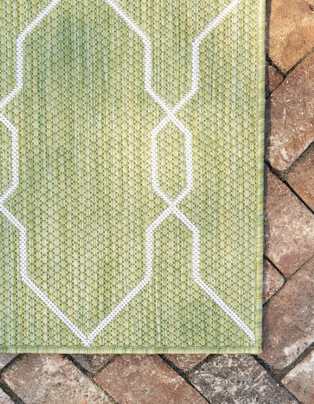 Green 5' 3 x 8' Outdoor Trellis Rectangle Area Rug Weather Resistant for Patio, Deck, Terrace, Balcony, Porch Geometric Design Water Safe Outside Carpet for Sale at Rug Engine