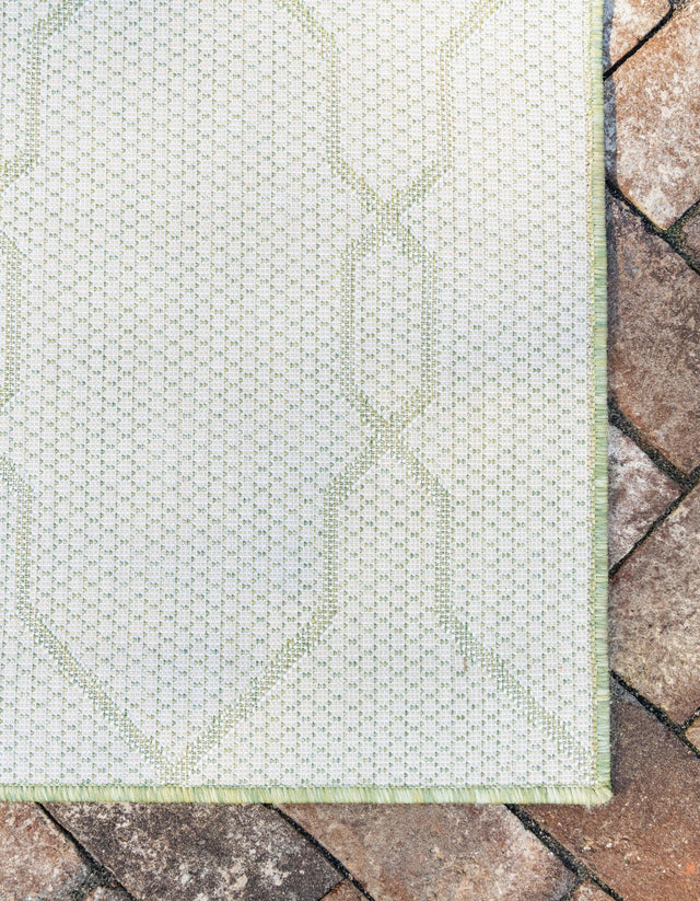 Green 5' 3 x 8' Outdoor Trellis Rectangle Area Rug Weather Resistant for Patio, Deck, Terrace, Balcony, Porch Geometric Design Water Safe Outside Carpet for Sale at Rug Engine