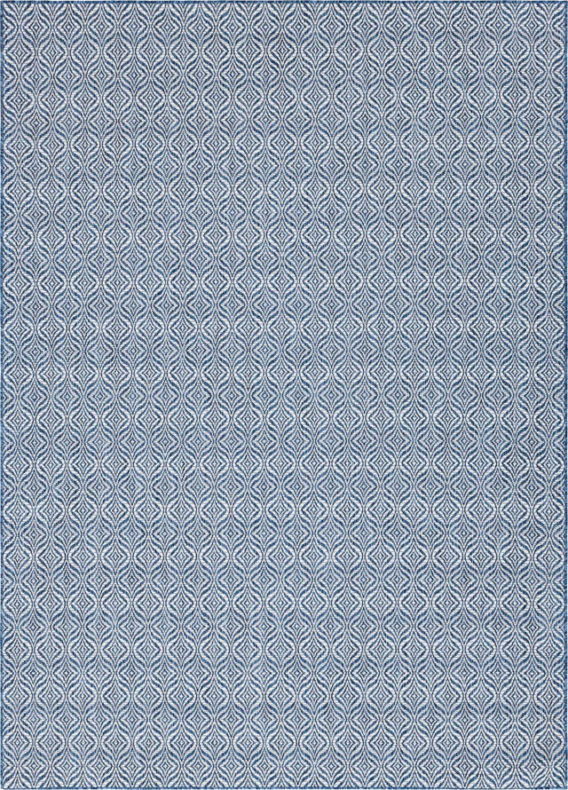 Blue 7' 10 x 11' Outdoor Trellis Rectangle Area Rug Weather Resistant for Patio, Deck, Terrace, Balcony, Porch Geometric Design Water Safe Outside Carpet for Sale at Rug Engine