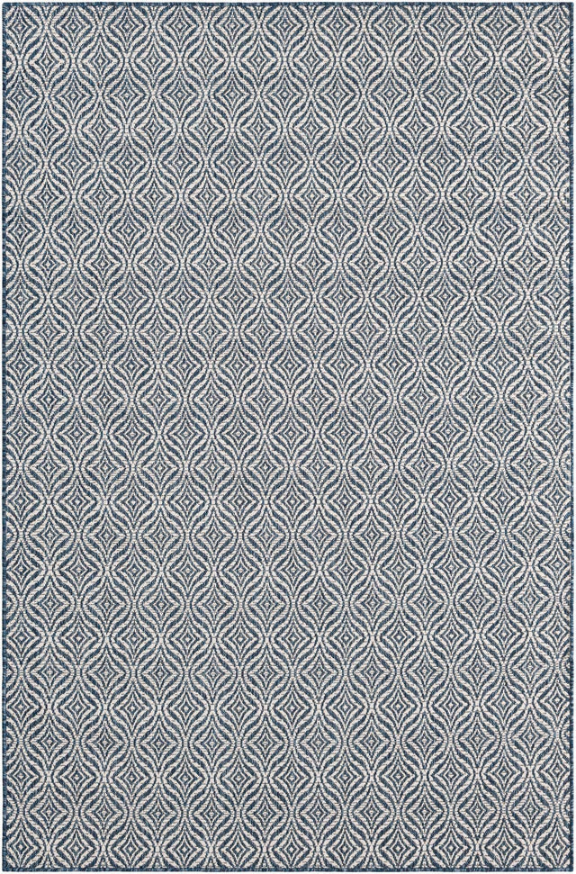 Blue 5' 3 x 8' Outdoor Trellis Rectangle Area Rug Weather Resistant for Patio, Deck, Terrace, Balcony, Porch Geometric Design Water Safe Outside Carpet for Sale at Rug Engine