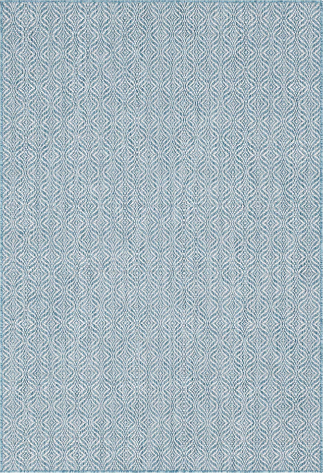 Aqua 6' 1 x 9' Outdoor Trellis Rectangle Area Rug Weather Resistant for Patio, Deck, Terrace, Balcony, Porch Geometric Design Water Safe Outside Carpet for Sale at Rug Engine