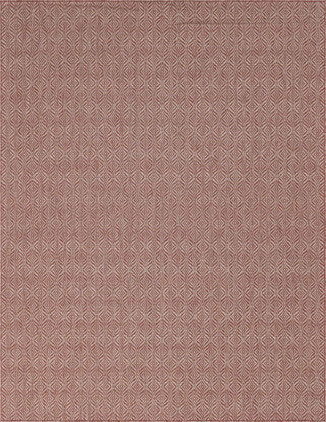 Rust Red 9' x 12' Outdoor Trellis Rectangle Area Rug Weather Resistant for Patio, Deck, Terrace, Balcony, Porch Geometric Design Water Safe Outside Carpet for Sale at Rug Engine
