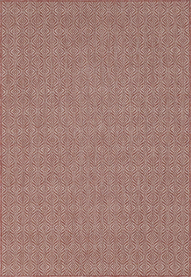 Rust Red 6' 1 x 9' Outdoor Trellis Rectangle Area Rug Weather Resistant for Patio, Deck, Terrace, Balcony, Porch Geometric Design Water Safe Outside Carpet for Sale at Rug Engine