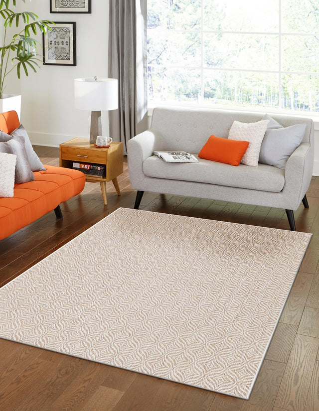 Taupe 3' 1 x 5' 3 Outdoor Trellis Rectangle Area Rug Weather Resistant for Patio, Deck, Terrace, Balcony, Porch Geometric Design Water Safe Outside Carpet for Sale at Rug Engine