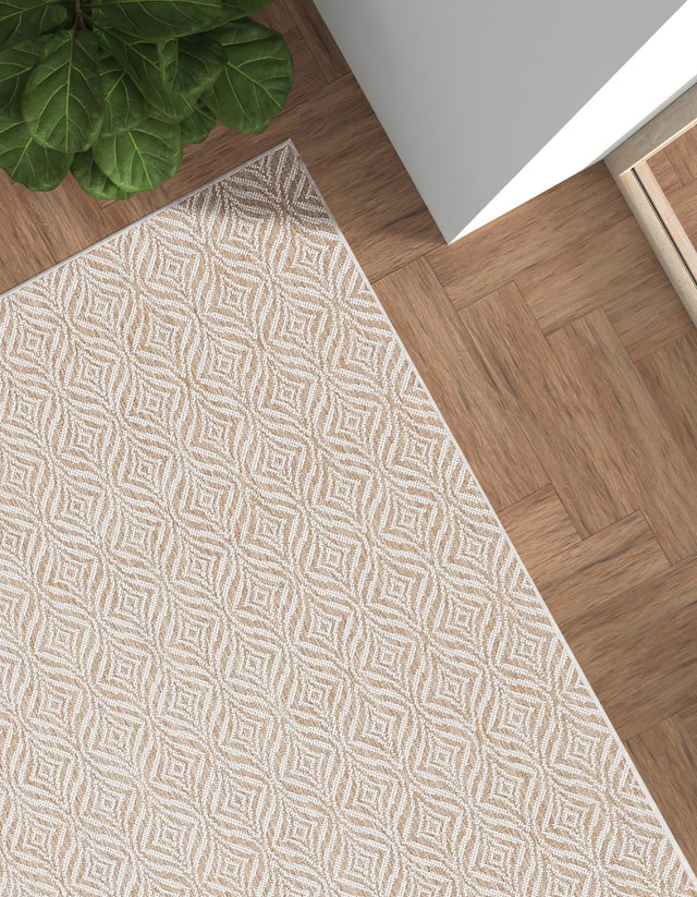 Taupe 3' 1 x 5' 3 Outdoor Trellis Rectangle Area Rug Weather Resistant for Patio, Deck, Terrace, Balcony, Porch Geometric Design Water Safe Outside Carpet for Sale at Rug Engine